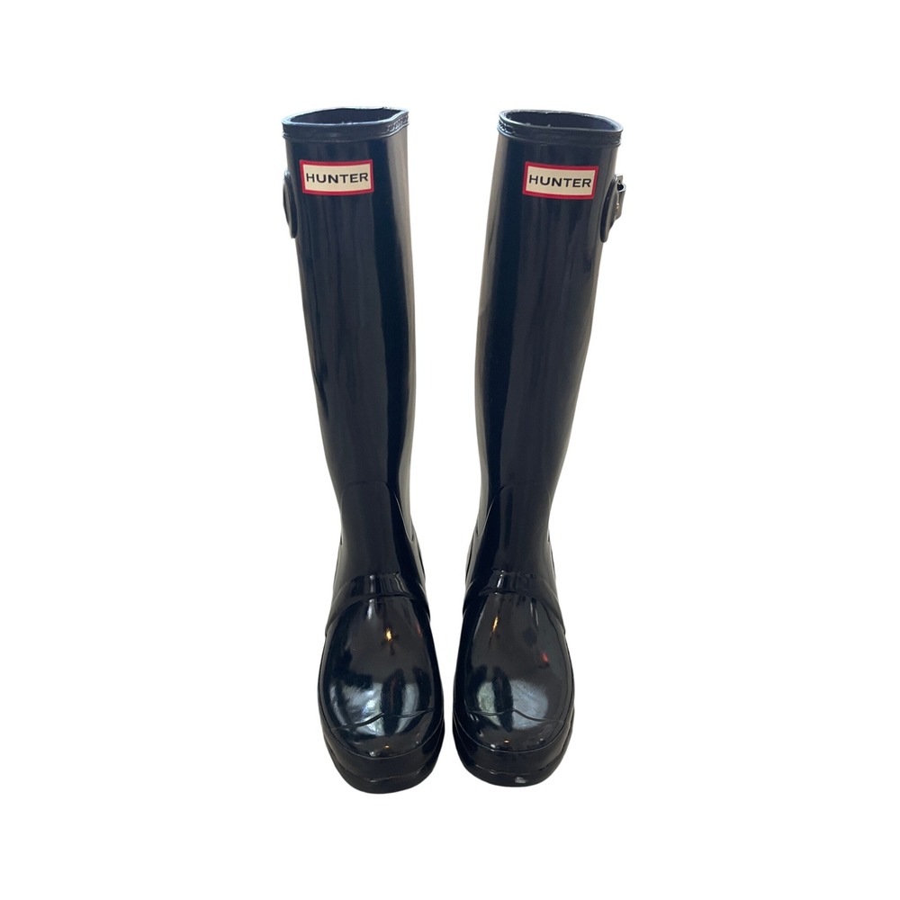Hunter Original Tall Gloss Rain Boots Navy Waterproof Rubber US 8 EU 39